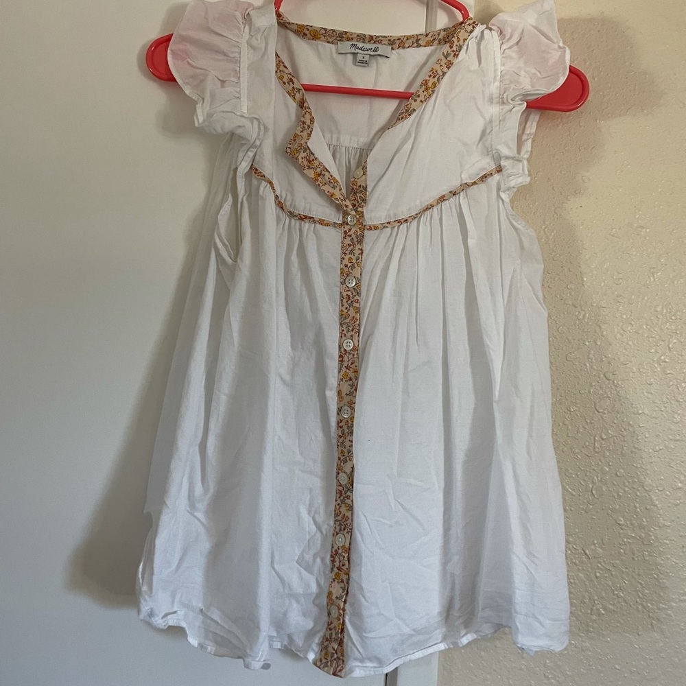 White Madewell Button-Up Short-sleeve Top -S